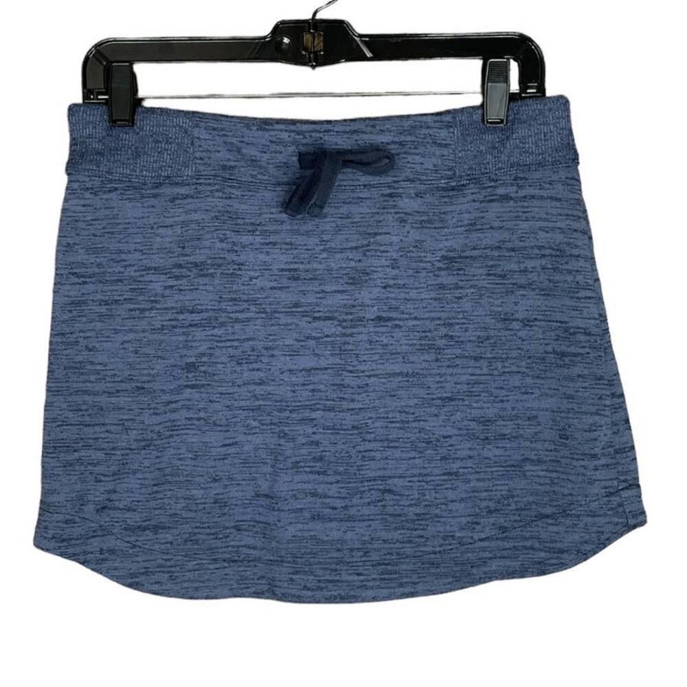 Athleta Downplay Knit Drawstring Waist Mini Skirt Heather Blue Size Small